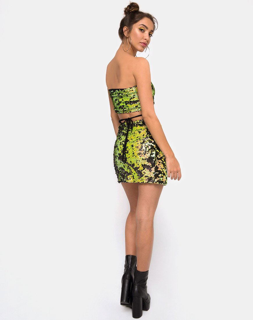 Afbeelding van Cheri Splitrok in Citrus Zwart Pailletten