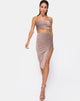 Afbeelding van Midi Cheri Split Rok in Rib Taupe