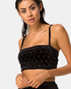 Afbeelding van Kylie Crop Top in Diamante Zwart