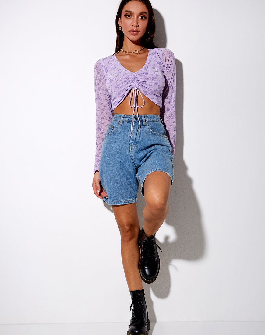 Afbeelding van Chilo Lange Mouw Top in Love Bloom Lilac Flock