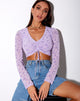 Afbeelding van Chilo Lange Mouw Top in Love Bloom Lilac Flock