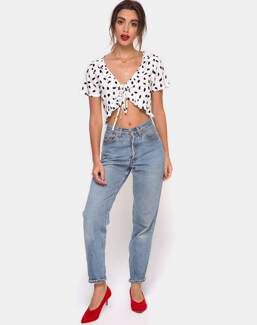 Afbeelding van Chisa Top in Diana Dot Wit