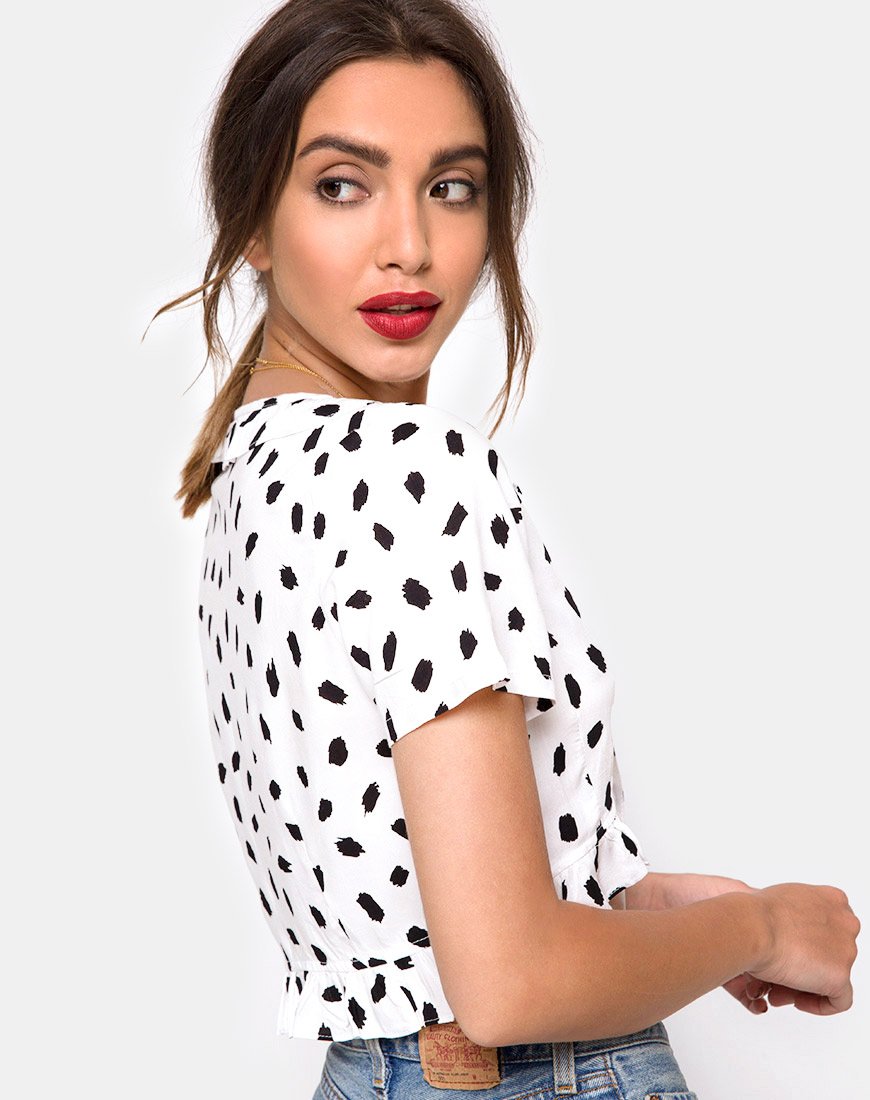 Chisa Top in Diana Stip Wit
