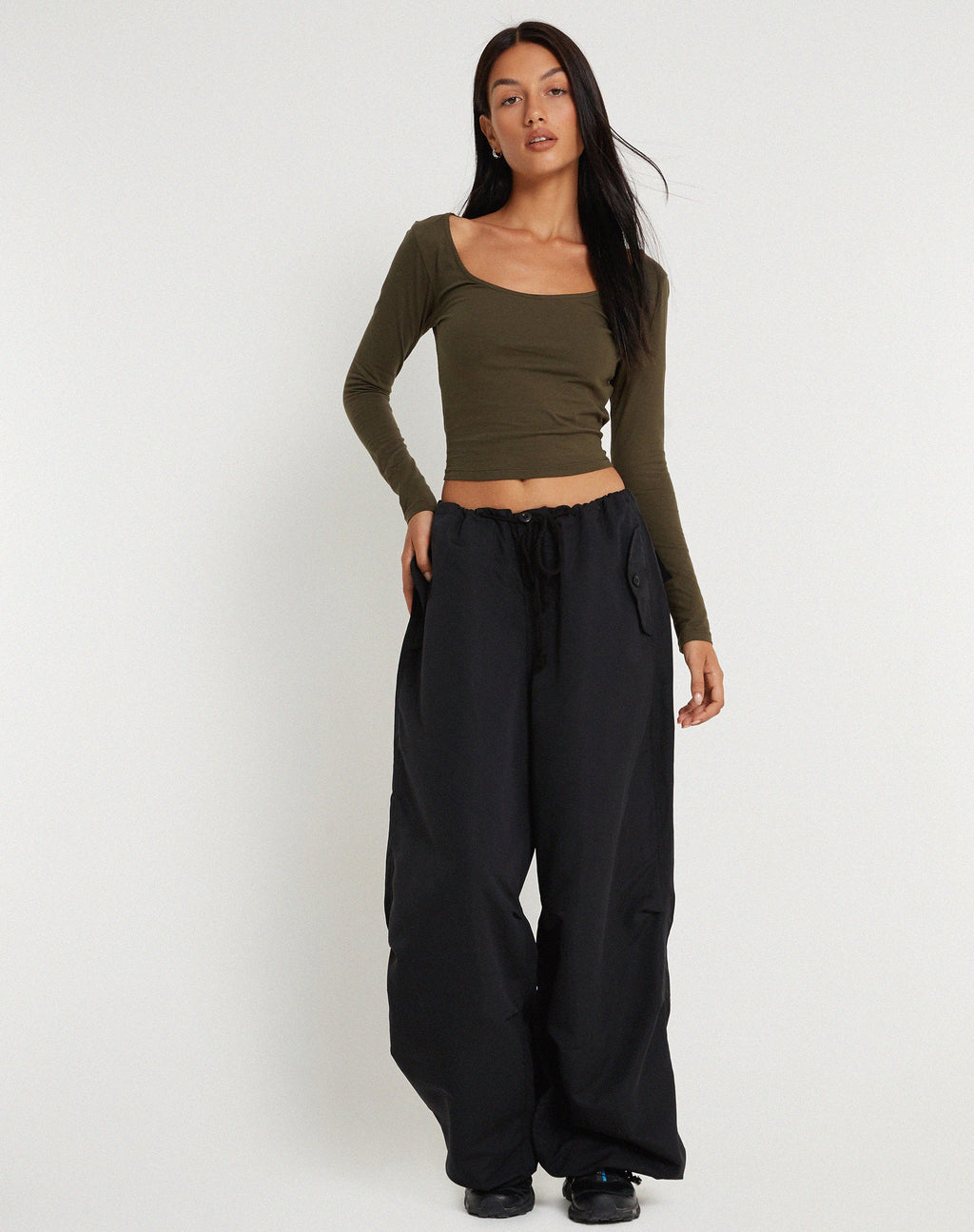 Chute Broek in Microfiber Zwart