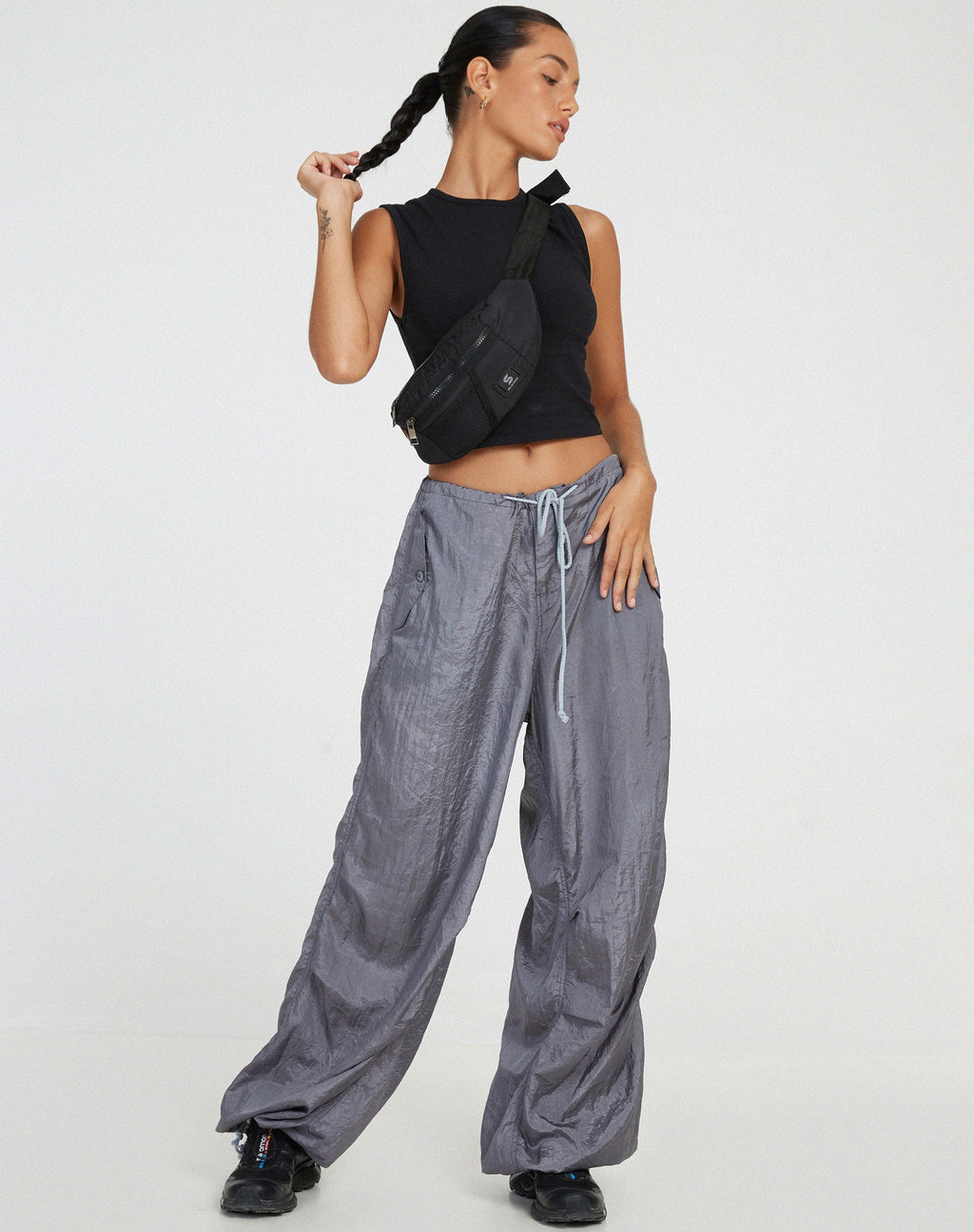 Chute broek in parachute koel grijs