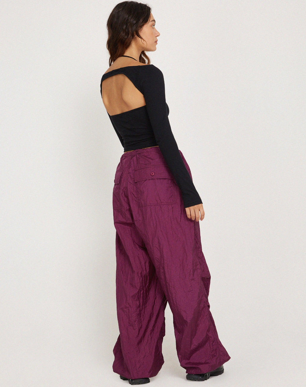 Chute broek in diep paars