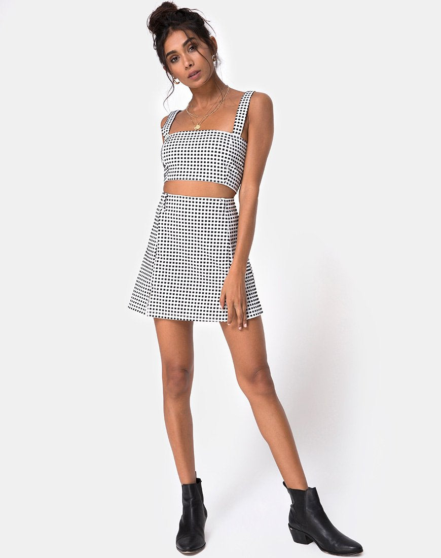 Afbeelding van Ciara Top in Gingham Ivoor Zwart