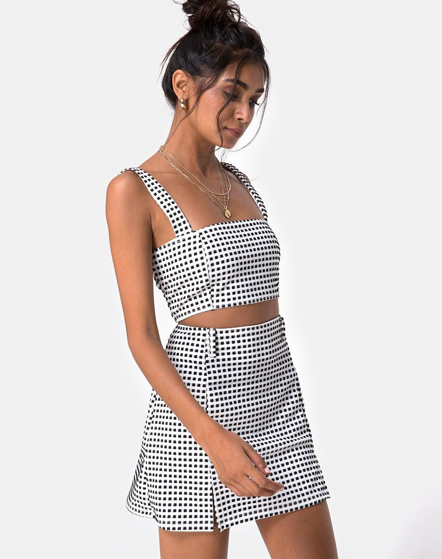 Afbeelding van Ciara Top in Gingham Ivoor Zwart