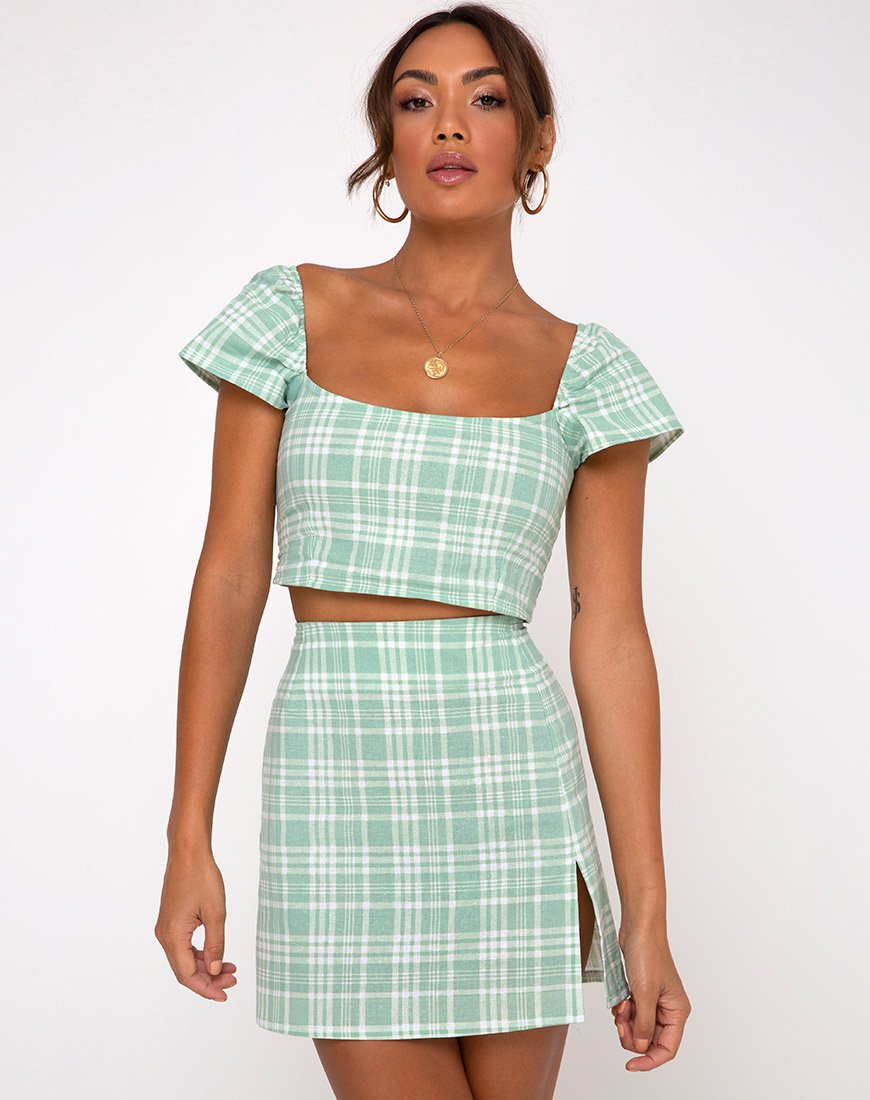 Afbeelding van Cindy Crop Top in Tafelzeil Neo Mint