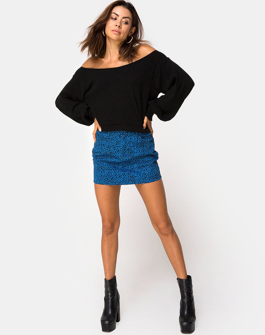 Afbeelding van Saray Off The Shoulder Trui in zwart breisel