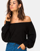 Afbeelding van Saray Off The Shoulder Trui in zwart breisel