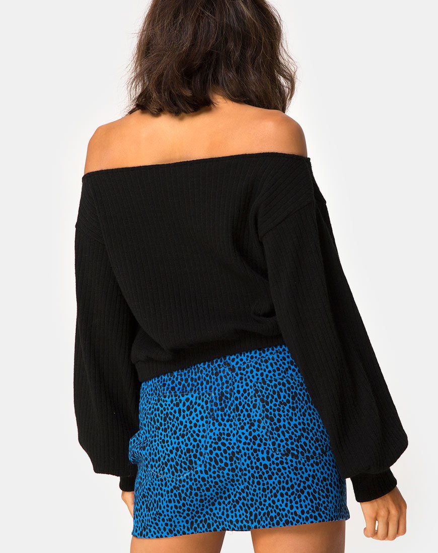 Afbeelding van Saray Off The Shoulder Trui in zwart breisel