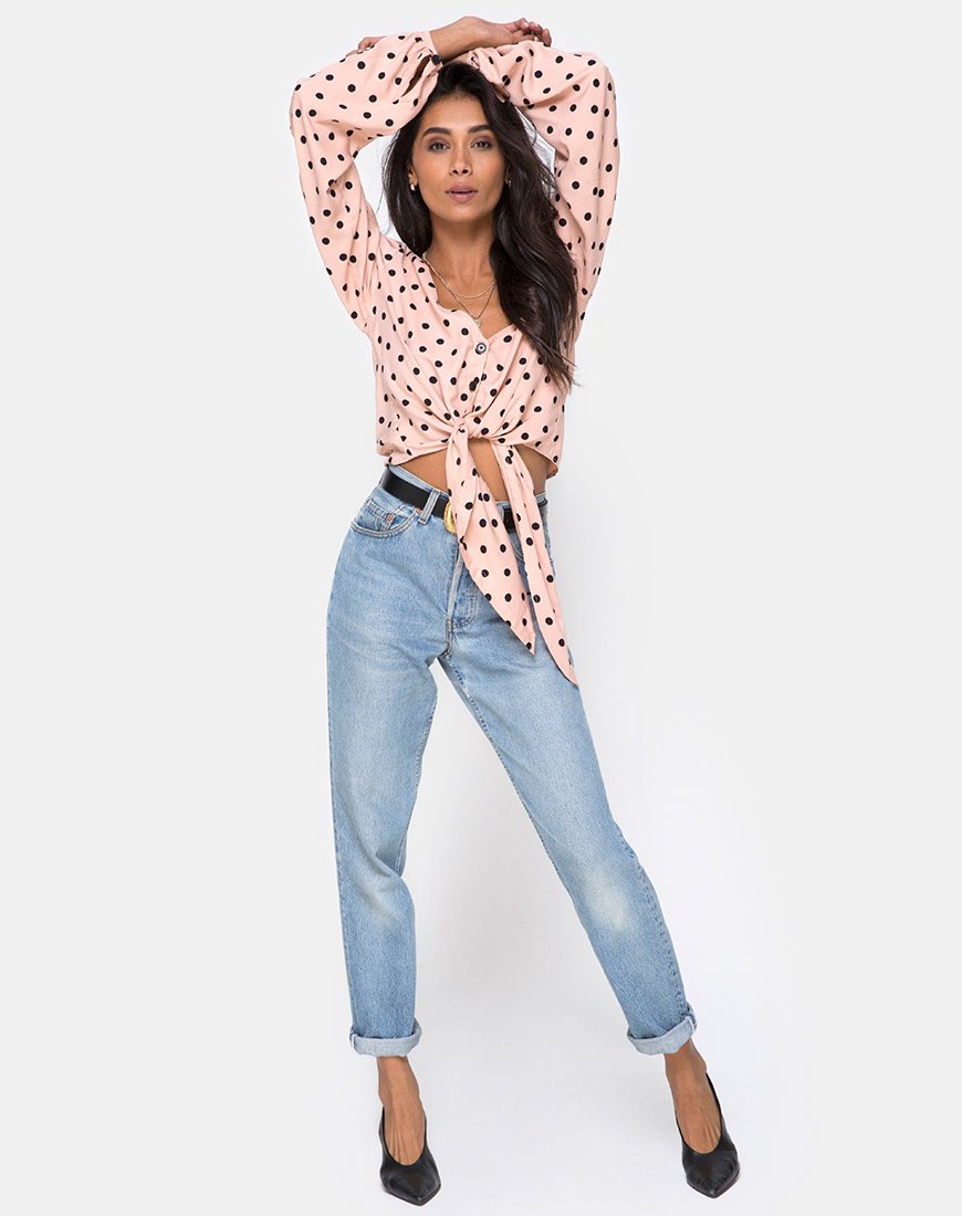 Afbeelding van Citra Top in New Polka Nude Zwart
