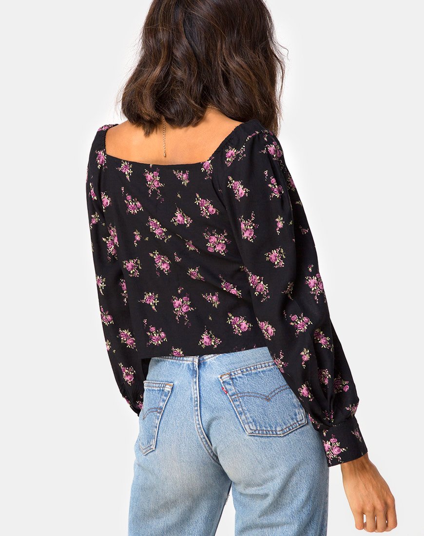 Afbeelding van Conila Crop Blouse in Sohey Rose Zwart