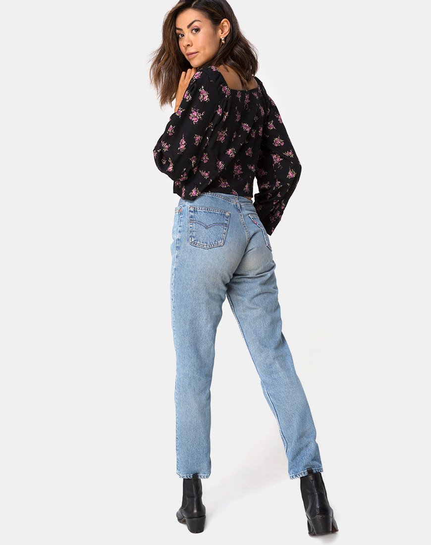Afbeelding van Conila Crop Blouse in Sohey Rose Zwart
