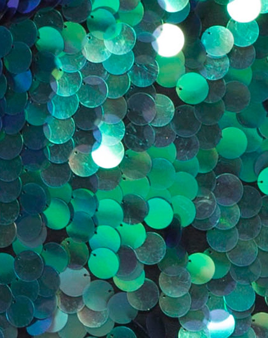 Afbeelding van Corine Slip Dress in Fishcale Disc Sequin Aqua Iridescent
