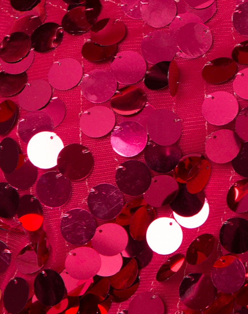 Afbeelding van Corine Slip Dress in Red Cherry Disc Sequin