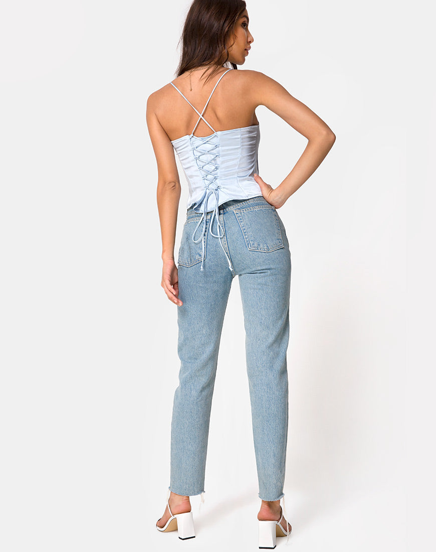 Afbeelding van Cosey Top in satijn poederblauw