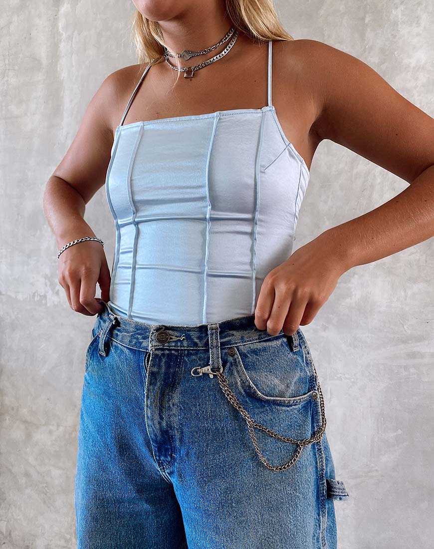 Cosey Top in satijn poederblauw