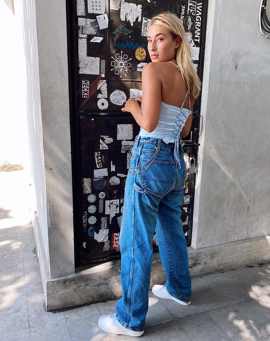 Cosey Top in satijn poederblauw