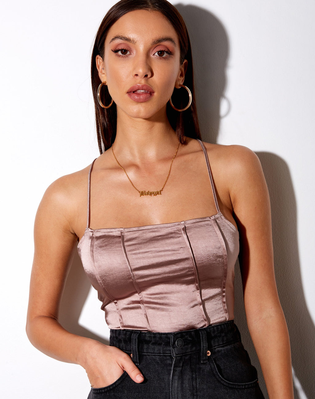 Cosey Top in Satijn Champagne