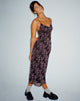 Afbeelding van Cotina Midi Dress in Butterfly Vine Flock Zwart en Roze