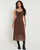 Afbeelding van Coya Maxi Dress in Flower Stem Flock Bruin