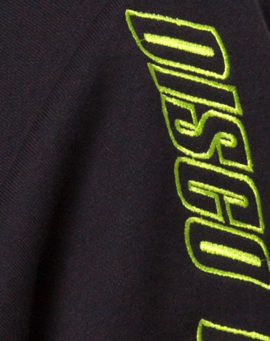 Afbeelding van Cropped Black Hoodie in Disco Embro