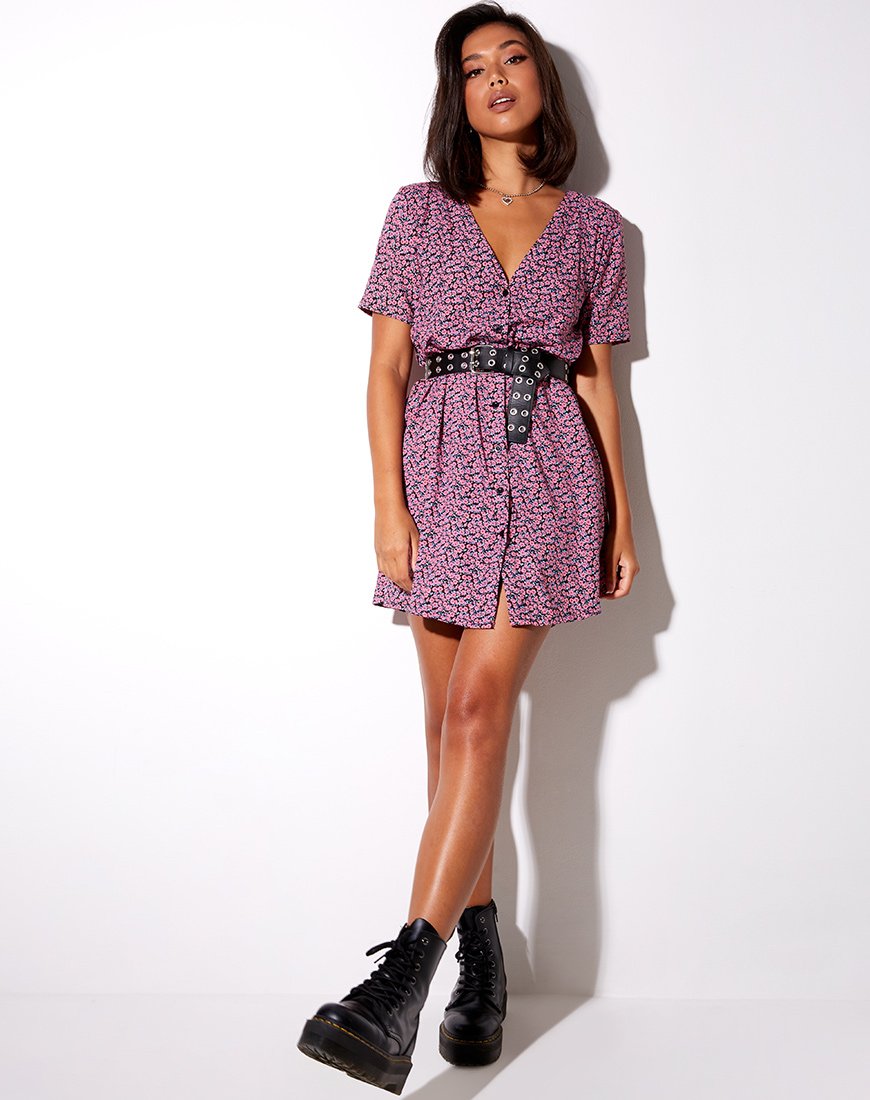 Afbeelding van Crosena Swing Dress in Floral Fun Pink