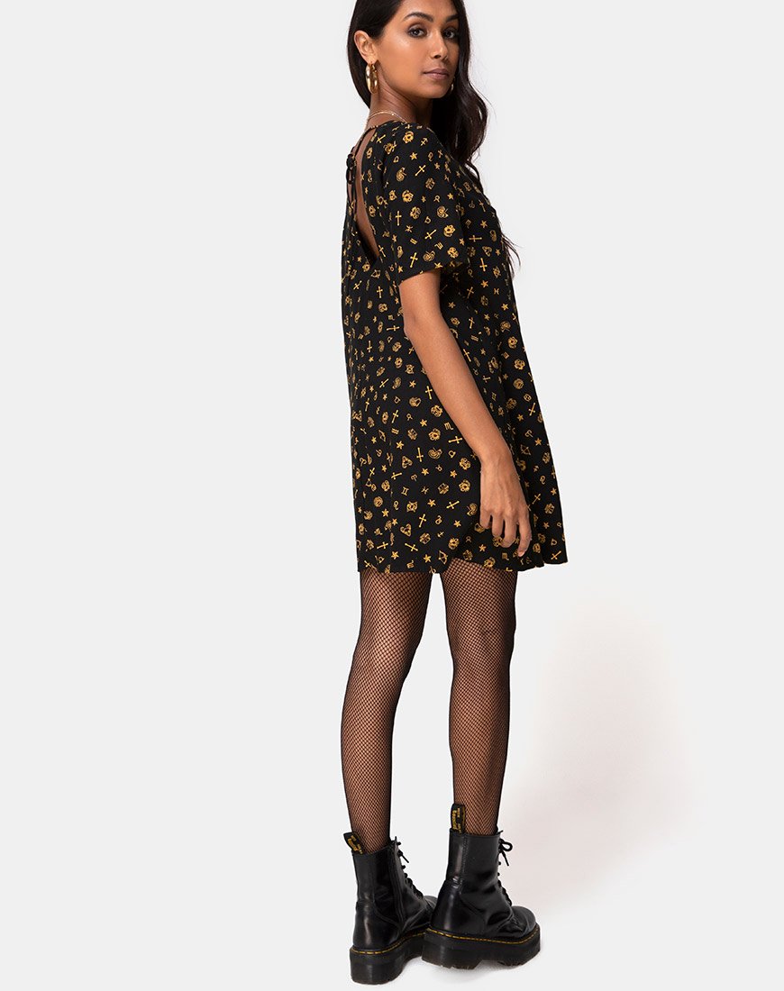 Afbeelding van Crosena Swing Dress in Mini Astro Zwart
