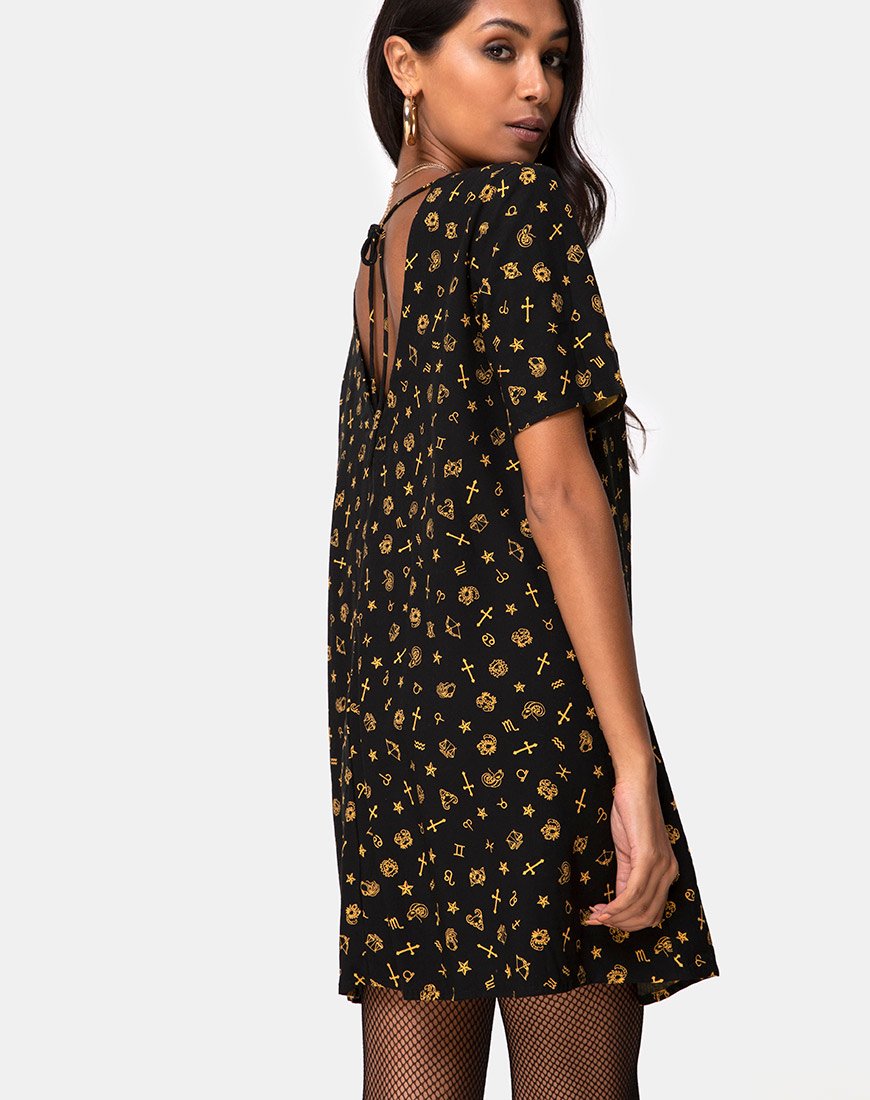 Crosena Swing Dress in Mini Astro Zwart