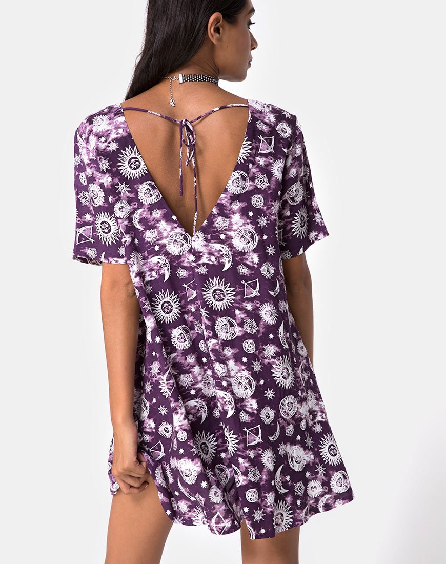 Afbeelding van Crosena Swing Dress in Purple Zodiac