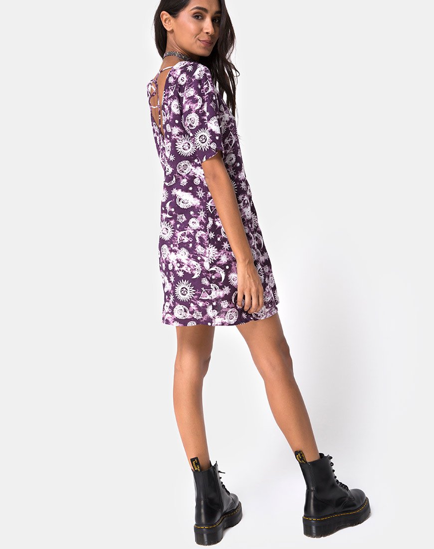 Afbeelding van Crosena Swing Dress in Purple Zodiac