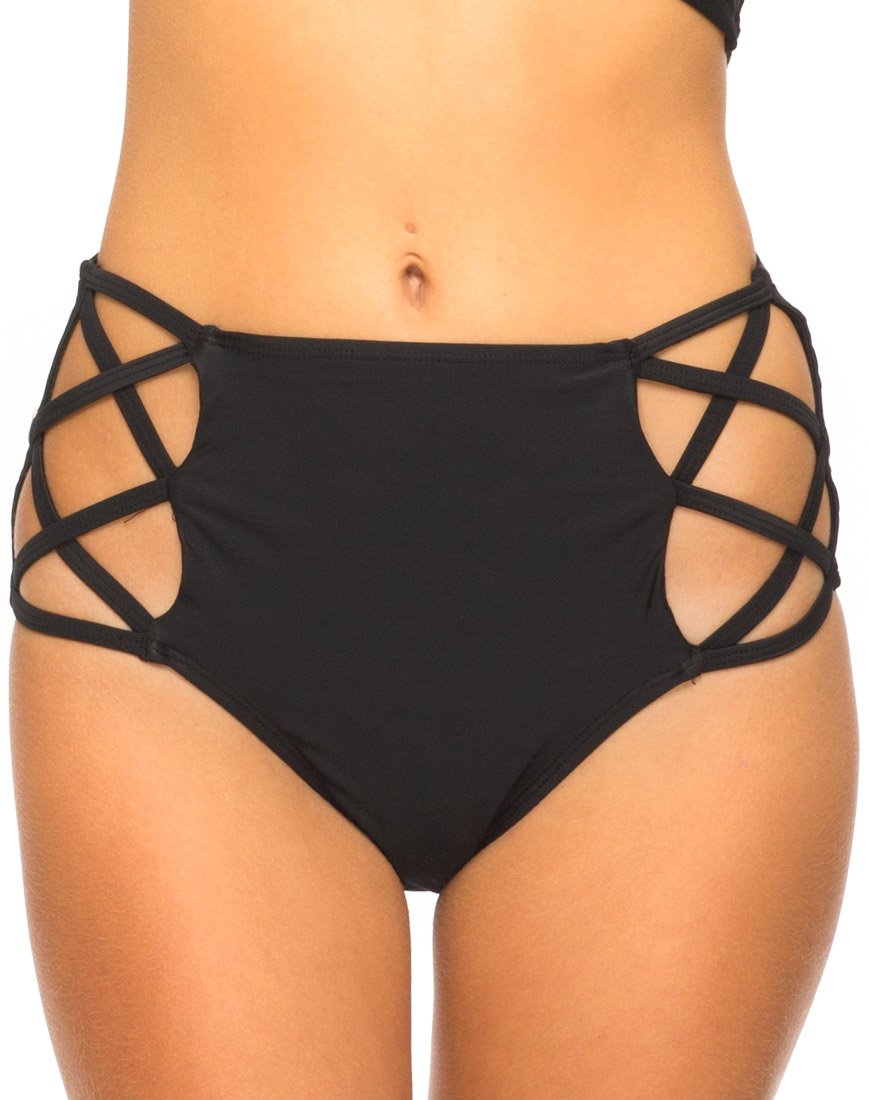 Crystal Cut Out Bikinibroekje in Zwart