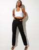 Afbeelding van Cut Out Straight Leg Jean in Black Wash