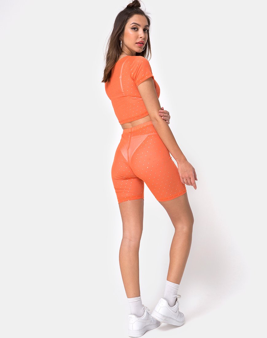 Afbeelding van Fietsshort in kristalnet oranje