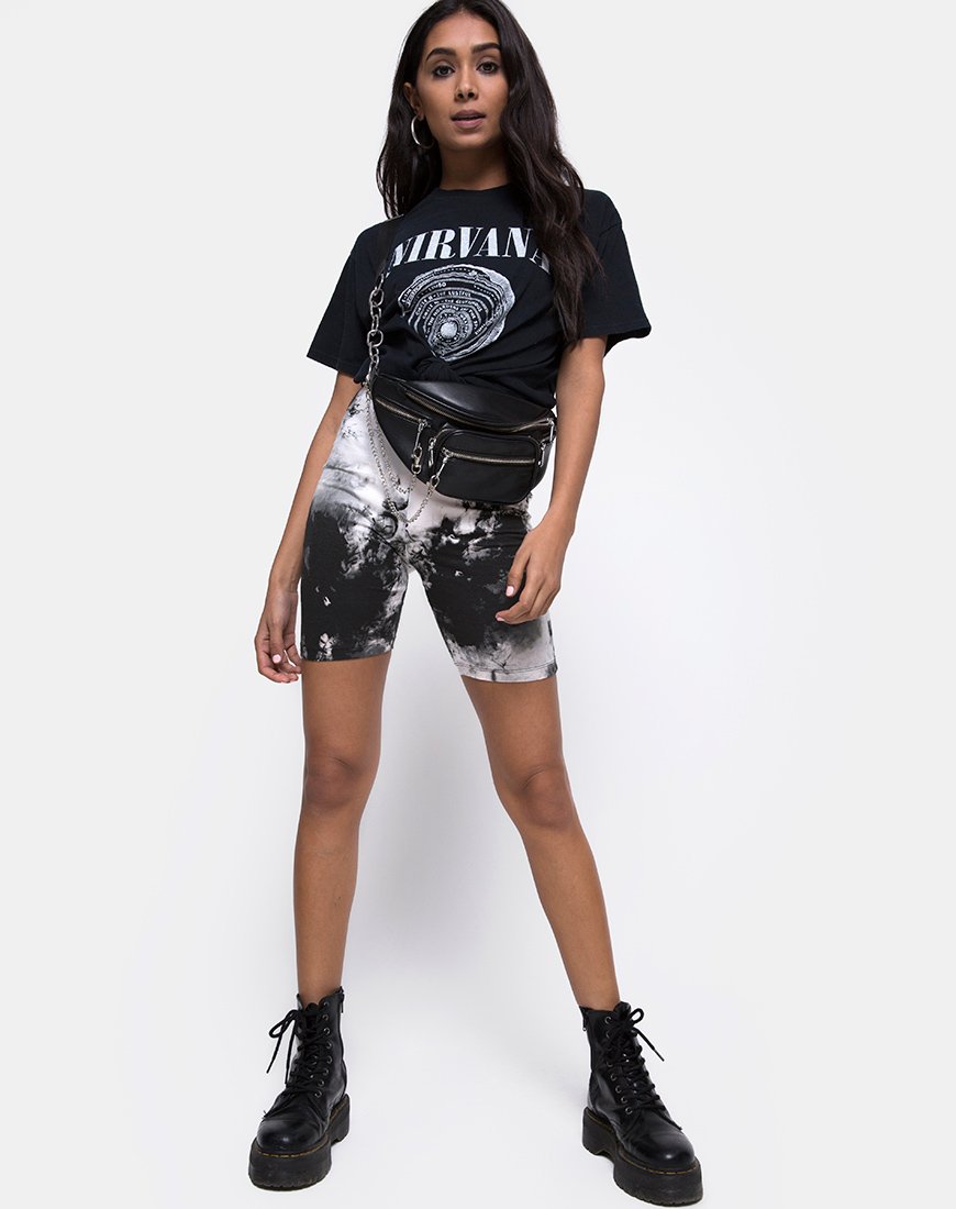 Afbeelding van Cycle Short in Mono Tie Dye zwart-wit