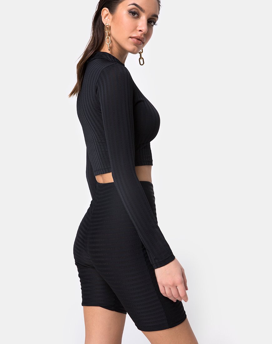 Cycle Short in zwart met horizontale streep
