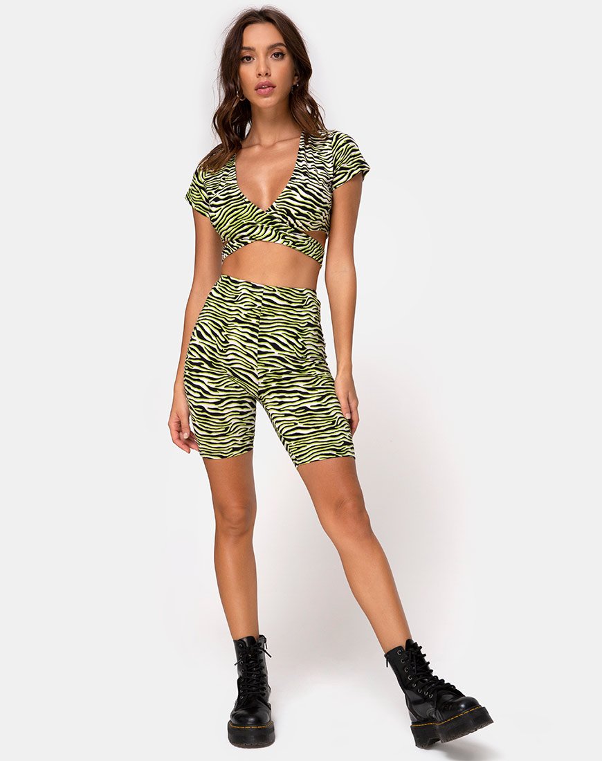 Afbeelding van Cycle Short in Zebra Fluogroen