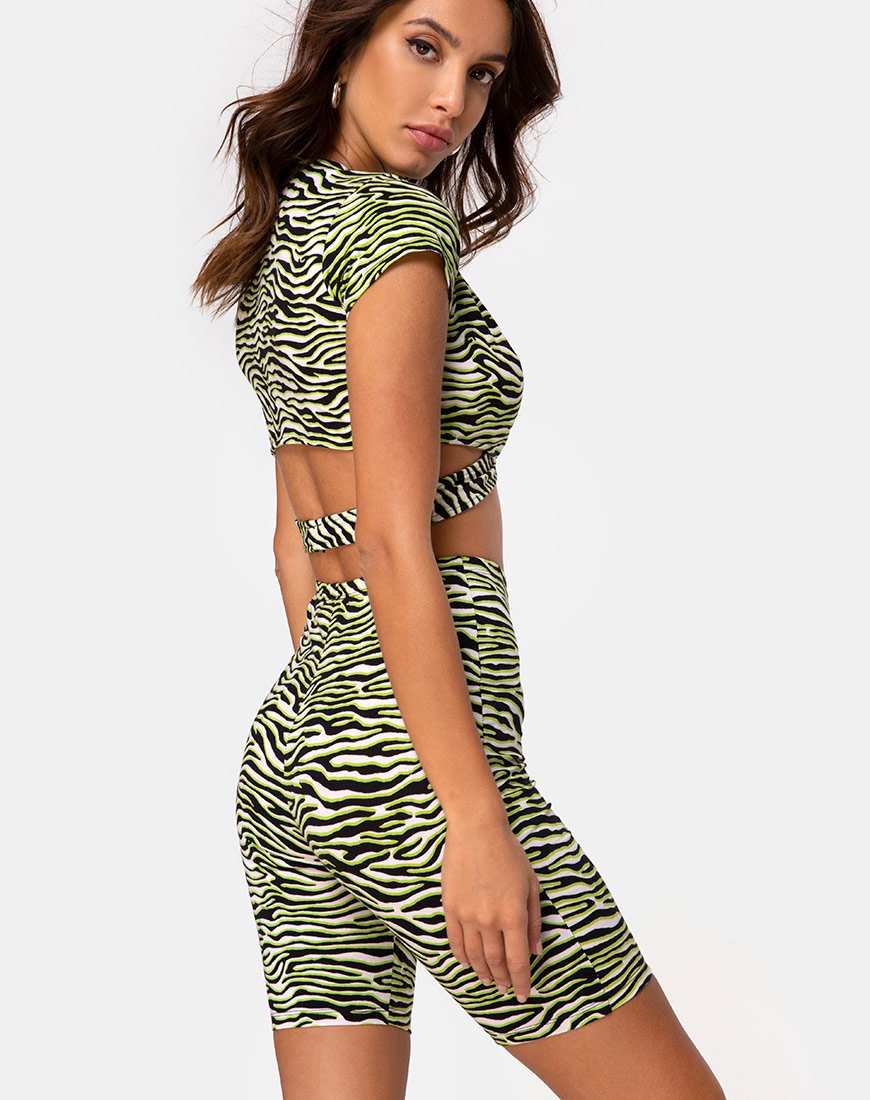 Fietsshort in Zebra Fluogroen