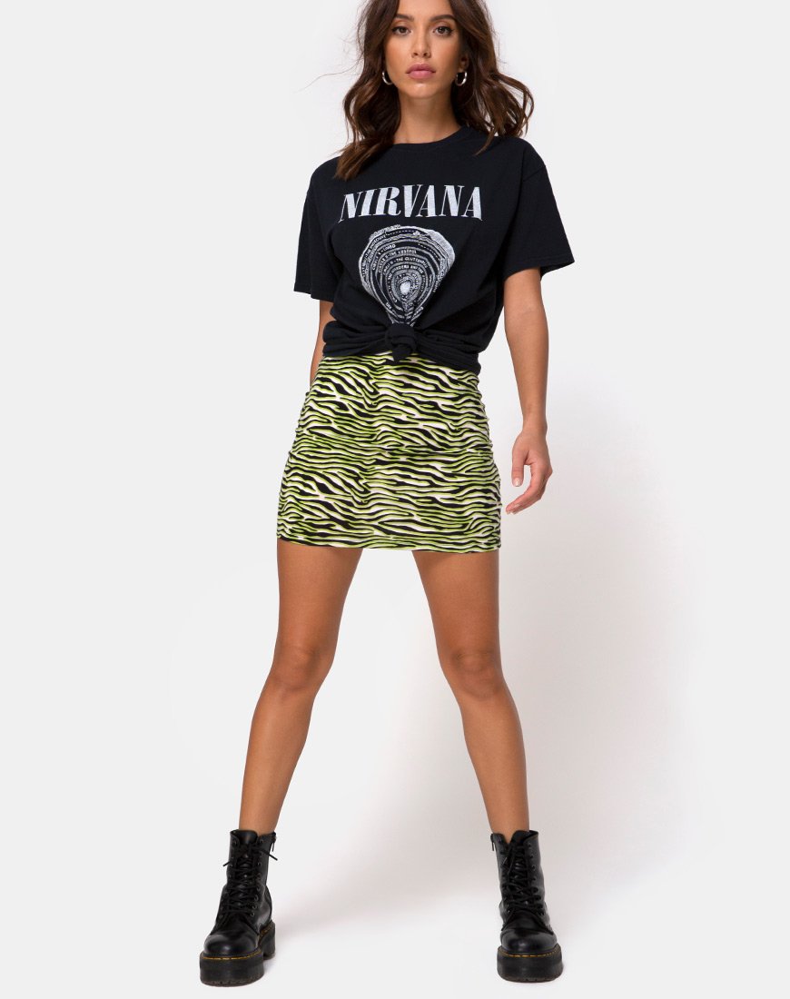 Afbeelding van Kimmy minirok in zebra fluogroen