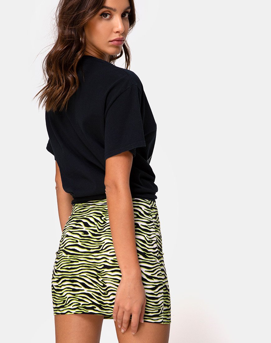 Kimmy minirok in zebra fluogroen