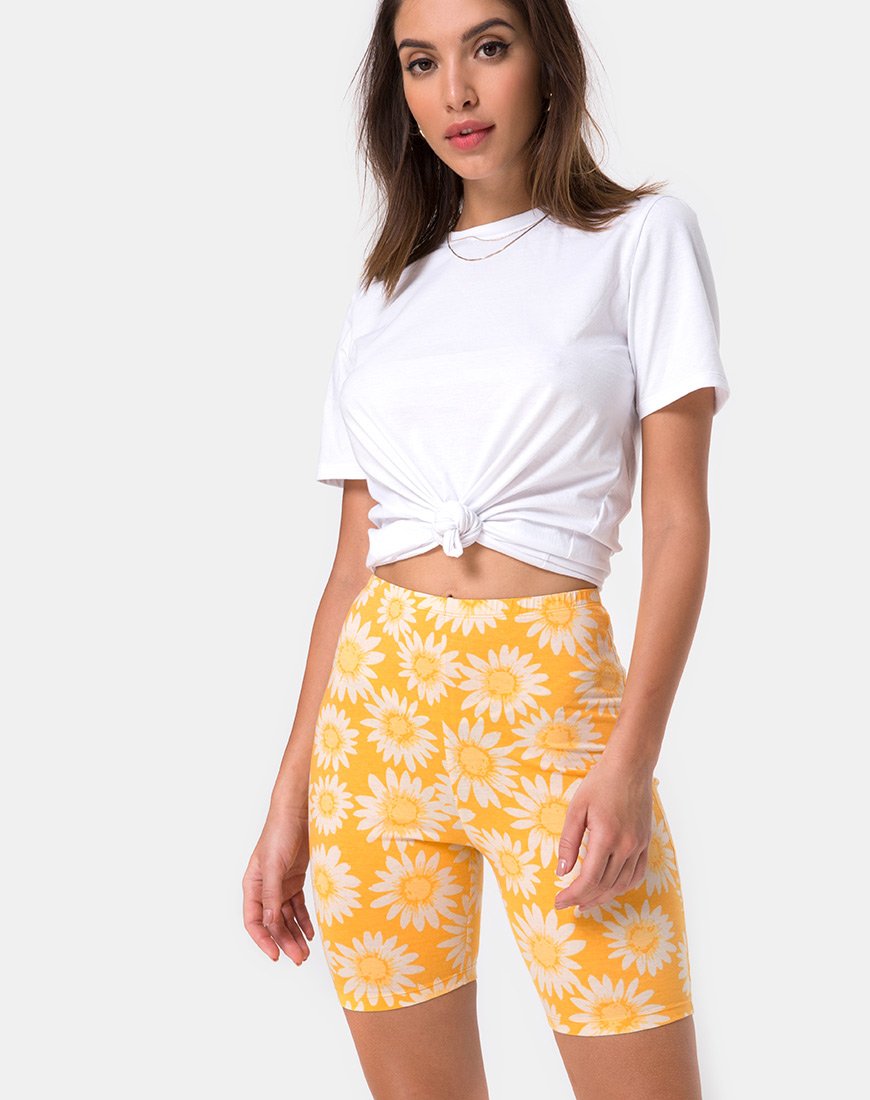 Cycle Short in Zonnig Bloemig Geel