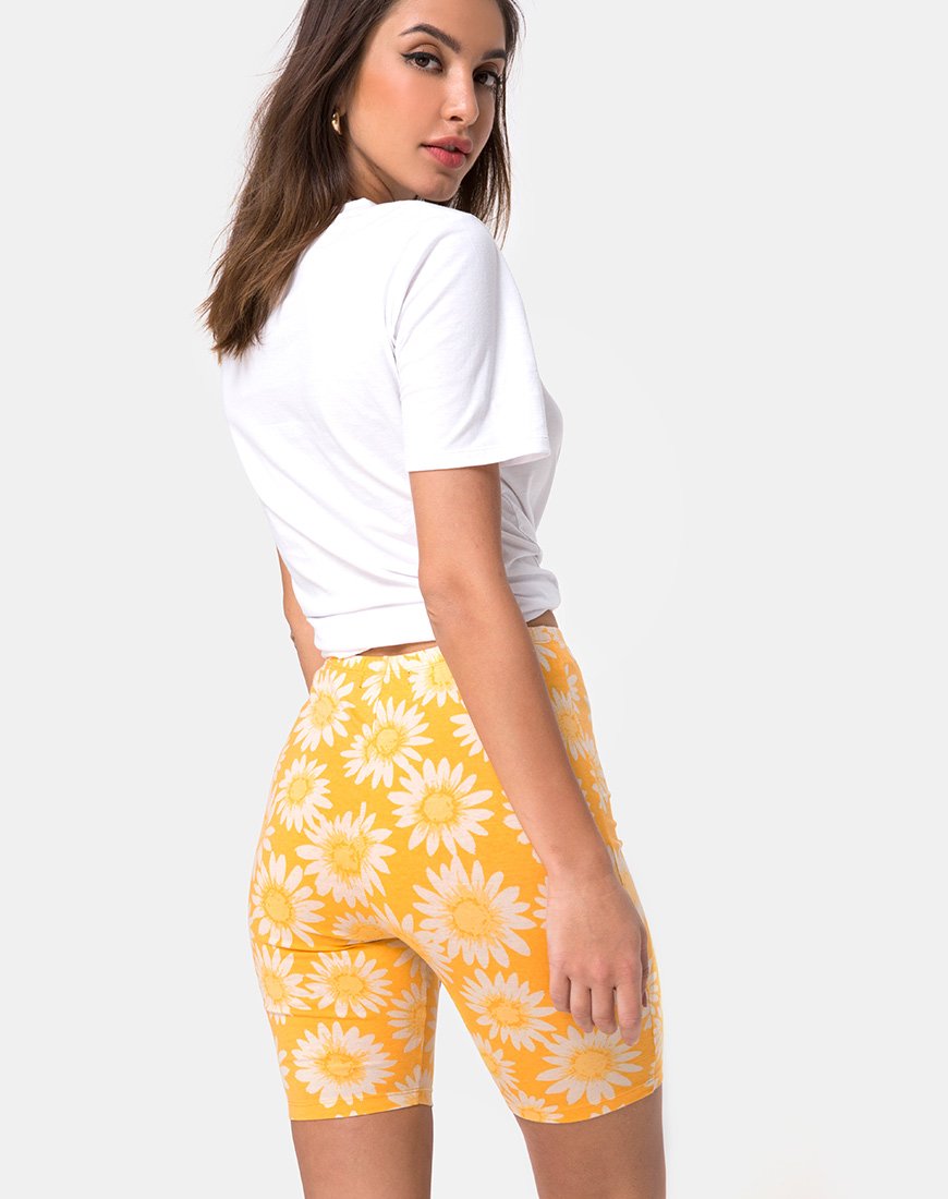 Cycle Short in Zonnig Bloemig Geel