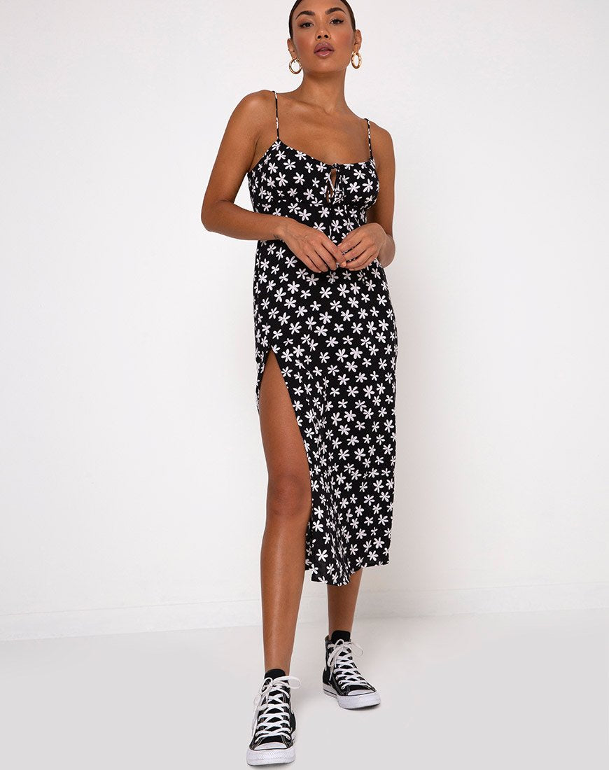 Afbeelding van Cypress Midi jurk in 90s Daisy zwart-wit