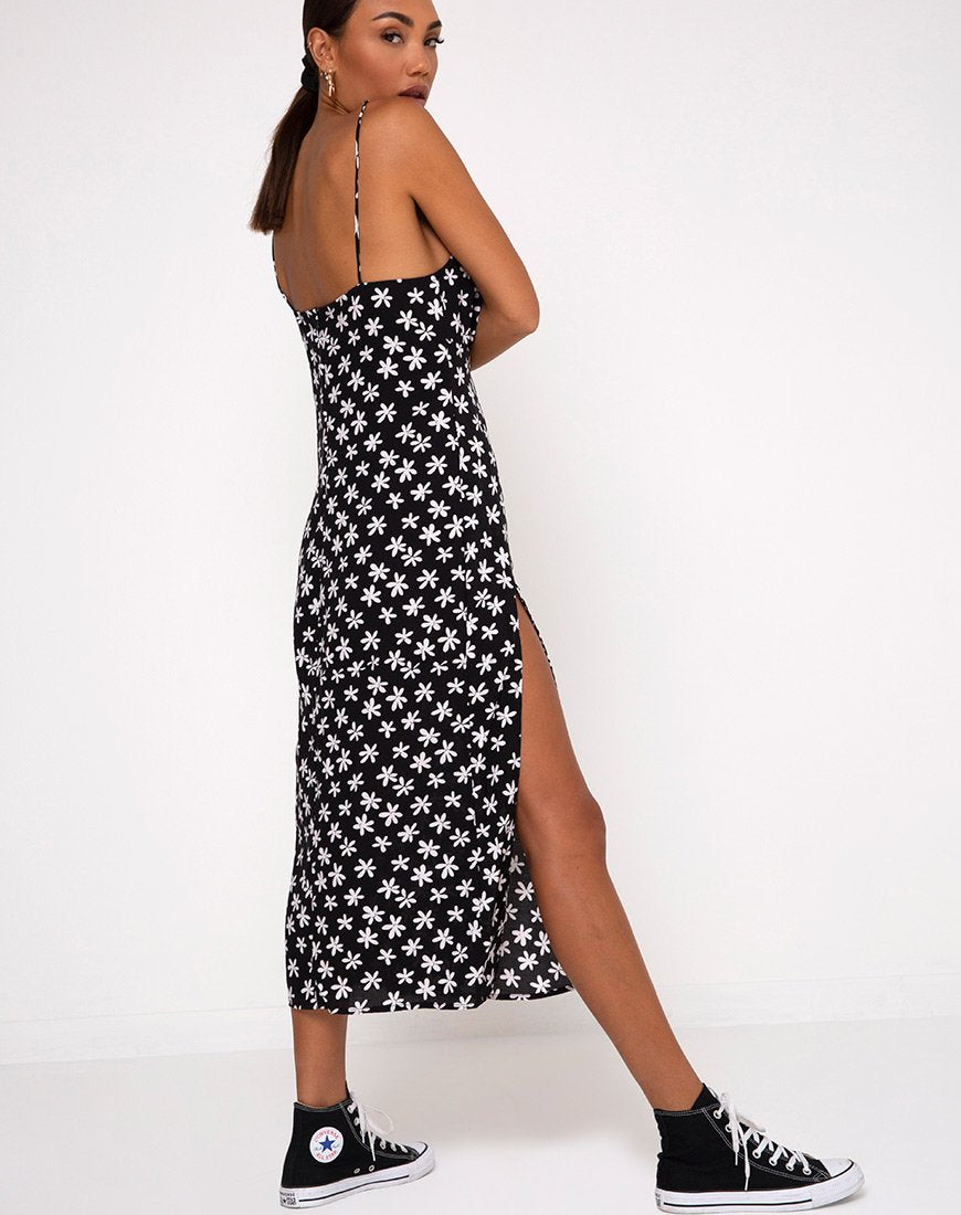 Afbeelding van Cypress Midi jurk in 90s Daisy zwart-wit