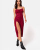 Afbeelding van Cypress Midi Dress in Satijn Cheetah Framboos