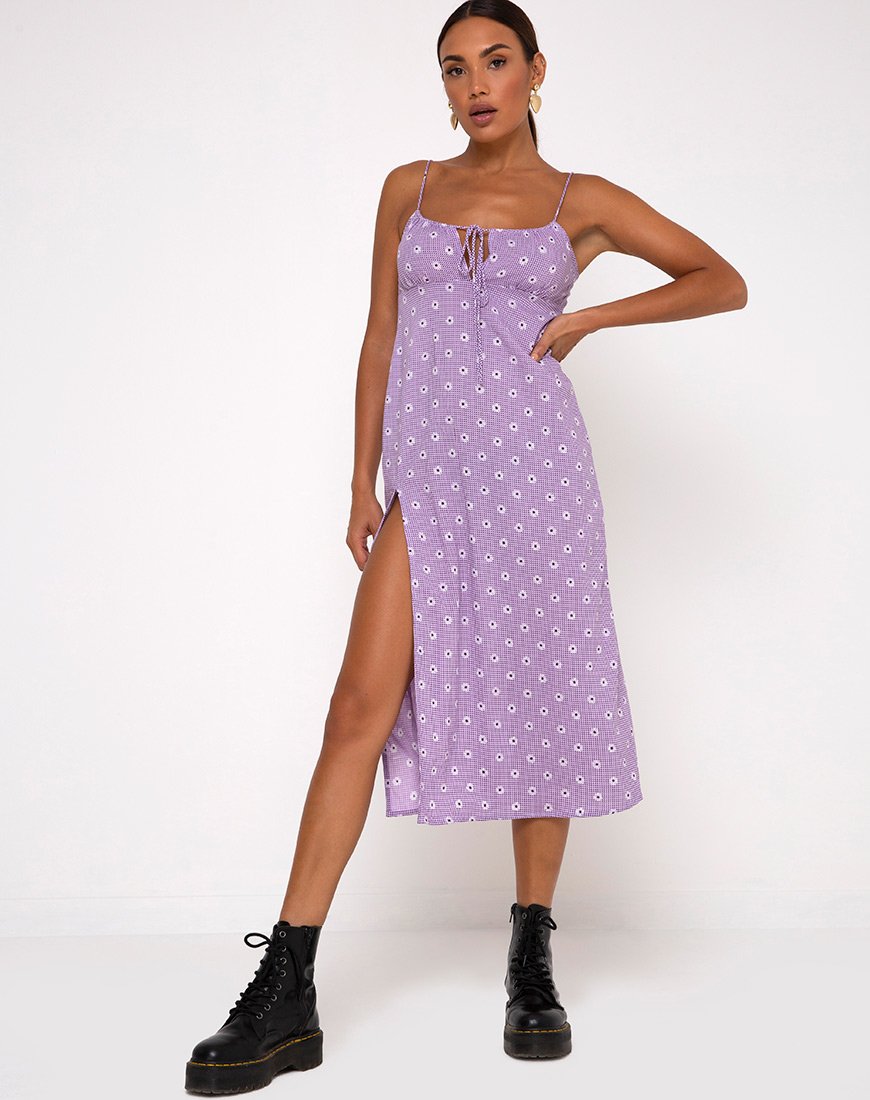 Afbeelding van Cypress Midi Dress in Daisy Field Lavendel