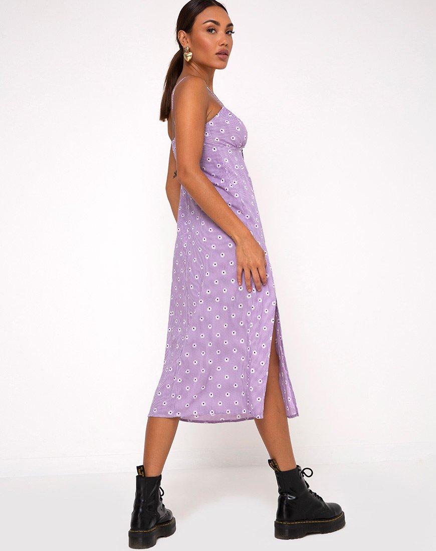 Afbeelding van Cypress Midi Dress in Daisy Field Lavendel