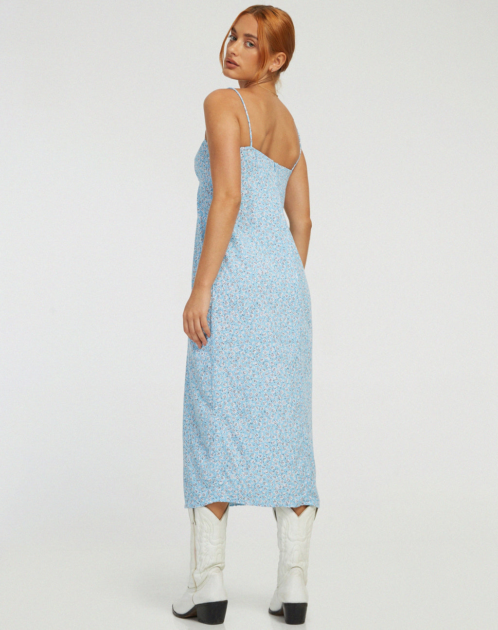 Cypress Midi Dress in Ditsy Rose Blauw